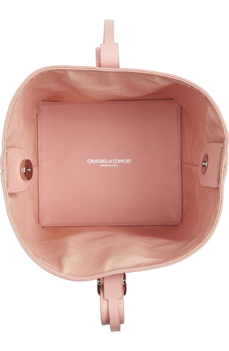 the fashion magpie creatures of comfort apple bag smooth leather pink