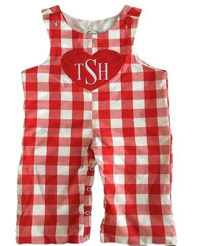 the fashion magpie infant gingham monogram coveralls