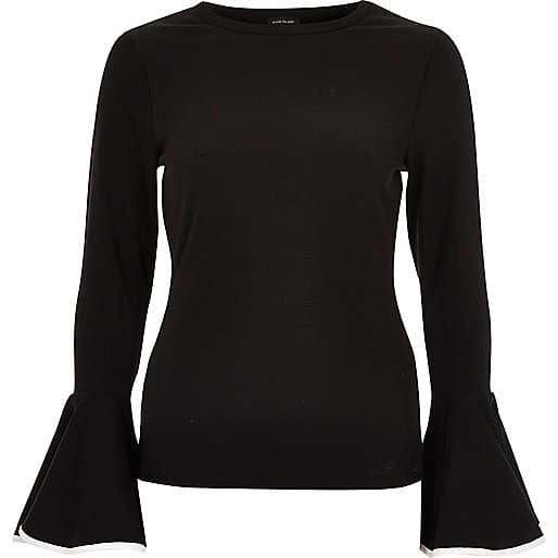 the fashion magpie river island bell sleeve black sweater top