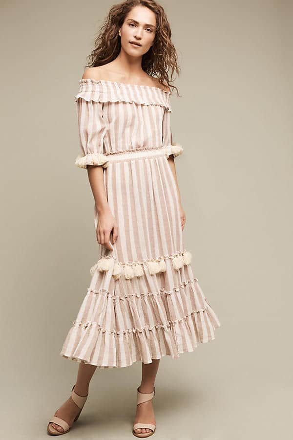 the fashion magpie anthropologie pink stripe dress
