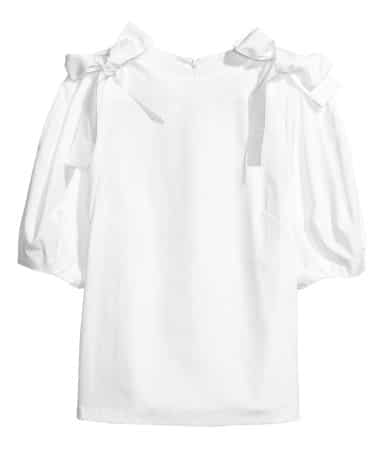 The Fashion Magpie Bow Cold Shouldered Poplin Blouse