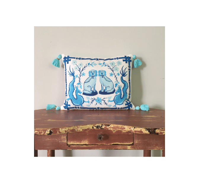 The Fashion Magpie Willa Heart Blue Pillow