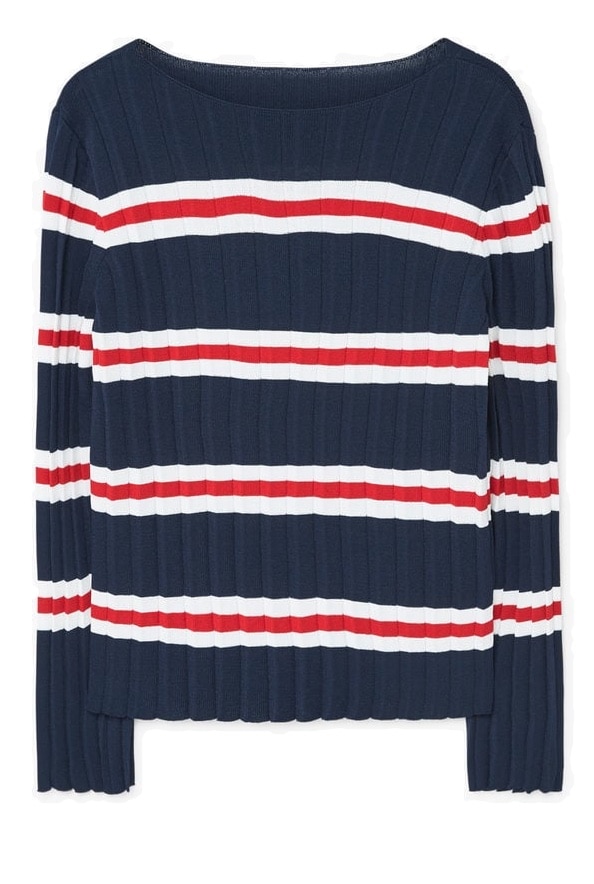 The Fashion Magpie Ribbed Navy Stripe Sweater