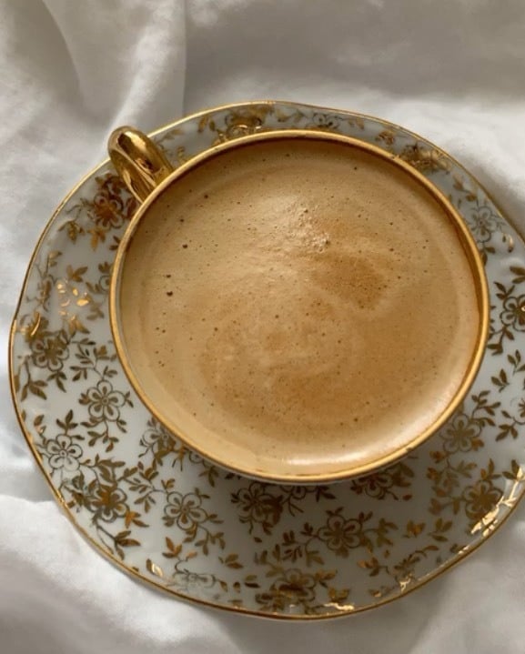 latte in antique cup