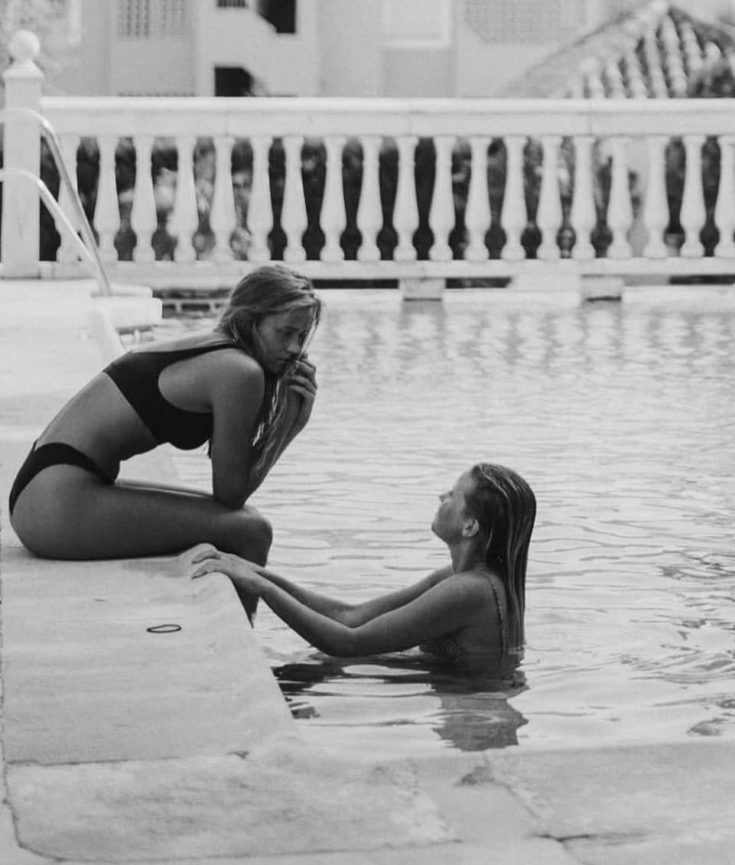 sisters at pool