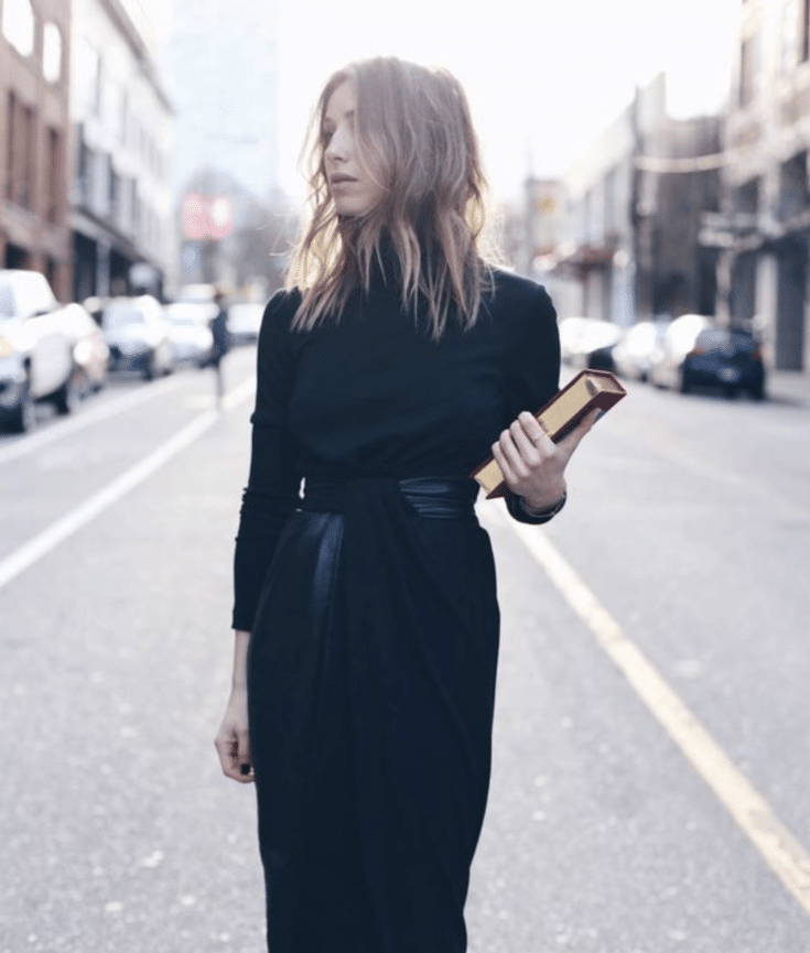 woman in black street style